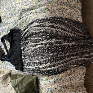 Black and white stretchy long dress, XL